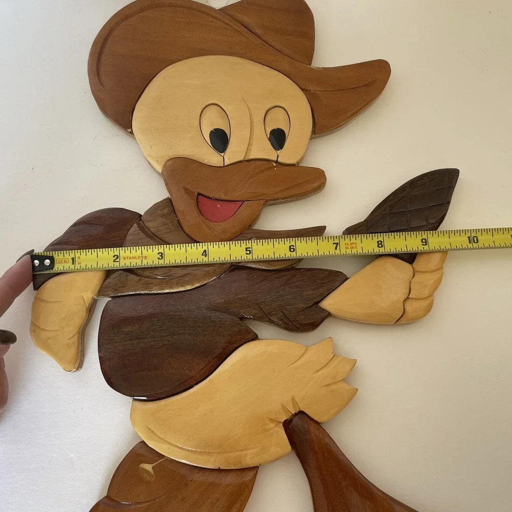 Vtg Donald Duck Intarsia Wood Carving Disney‎ Wall Art